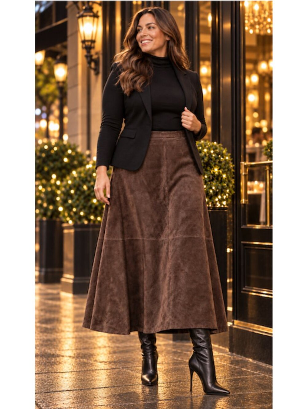 Vintage 90s Bagatelle Chocolate Brown Suede Maxi Skirt 22 Plus Size Straight EUC - Picture 3 of 8